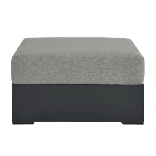 Outdoor Escape Powder-Coated Aluminum Outdoor Ottoman with Thick Cushion, Patio Ottomans and Outdoor Foot Rest for Patio, Gray Gray