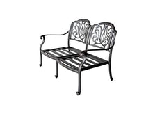 Elizabeth Outdoor Patio 10 pc Seating Group Cast Aluminum Dark Bronze (Premium Fabric Sunbrella-Sesame Cushions)