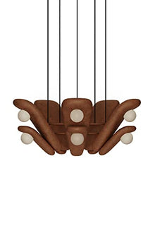 Generic Handmade Ceramic Pendant Light Double-Shaped Petals Red Clay