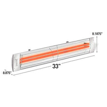 Infratech CD-3024 WH Stainless Steel 33” Dual Element Fixture Electric Patio Heater 3000 Watt, 240 Volt, White Finish