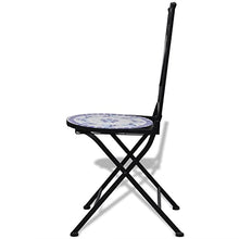 JKSVTF 3 Piece Bistro Set Ceramic Tile Blue and White, Garden Table and Chairs, Garden Chairs Set, Patio Set, Outdoor Table and Chairs
