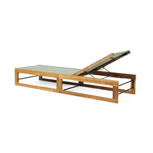 Christopher Knight Home Tristz Patio Chaise Lounge Chair Outdoor Set of 2, Acacia Wood Sunbathing Pool Lounger with Breathable Mesh Seat, Adjustable Backrest Reclining Chair, Teak+Mint Green