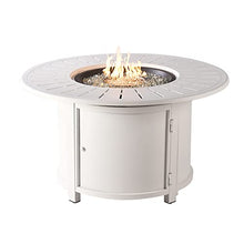 Oakland Living Round 44 in. x 44 in. Aluminum Propane Fire Pit Table with Glass Beads, Two Covers, Lid, 57,000 BTUs in White Finish