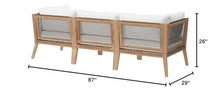 Modway Clearwater Outdoor Patio Teak Wood Sofa in Gray White