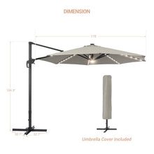 OROTLECT 132.3'' Lighted Cantilever Umbrella with Crank Lift Base Included