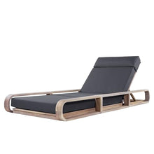 Merax 2 Piece White Finish Acacia Wood Chaise Lounge - 2 Pcs Frame + 2 Pcs 4" 4-Fold Dark Grey Water-Resistant Cushion, 400lbs Capacity, Adjustable Outdoor Recliner for Patio Poolside Backyard