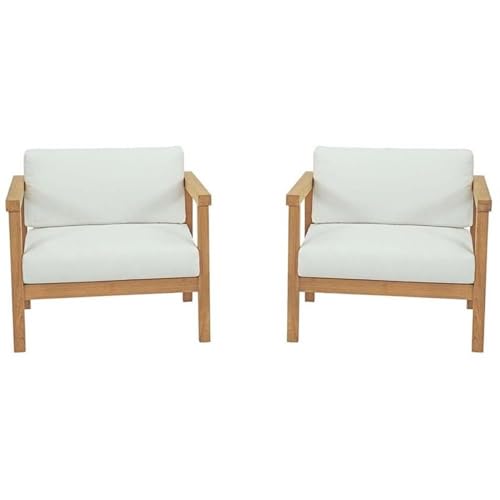 Modway EEI-3108-NAT-WHI-SET Bayport 2 Piece Outdoor Patio Teak Set, Natural White