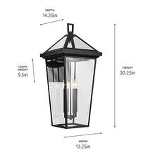 KICHLER Regence 4-Light Textured Black Luxe Updated Traditional Outdoor Wall Light with Clear Glass, 30.25"
