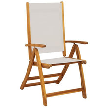 LPERTGFHU Set of 4 Folding Garden Chairs, Solid Acacia Wood and Textilene, Adjustable Reclining Patio Seating for Backyard, Terrace, and Balcony, Grey