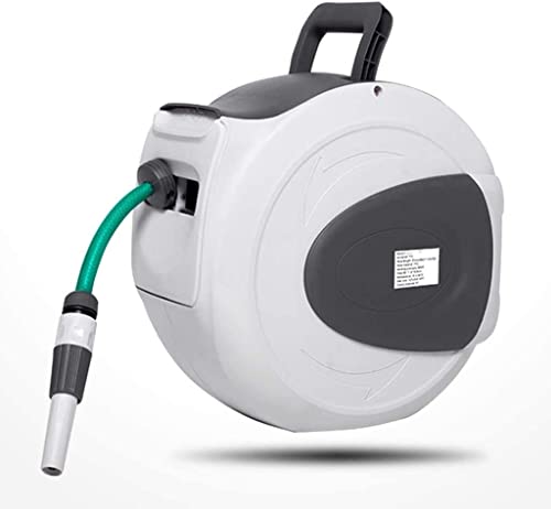 CFDZCP Automatic Retractable Garden Hose Reel, Wall Mount Auto Rewind, with 3 Function Spray Gun, Brass Connector, Any Length Lock, Garden Watering, Car Washing