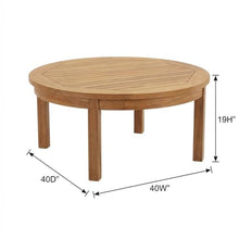 Outdoor Escape Brown Outdoor Patio Teak Round Coffee Table, 40 Inch Diameter Solid Wood Center Table, Lightweight Design for Garden Deck Backyard Seating