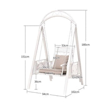 Outdoor Patio Swing Chair with Seat Cushion, Heavy Duty Porch Swing with Stand, Reinforced Screw Fastening, Galvanized Steel Hanging Chains for Garden Backyard Lawn(White)