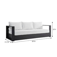 Outdoor Escape Powder-Coated Aluminum Outdoor Sofa with Thick Cushions, Patio Couch for Outdoor Patio Furniture and Seating, Gray White