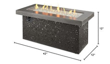 Outdoor GreatRoom Co Propane Fire Pit Table - Key Largo Gas Fire Pits for Outside Patio - 48 Inch Rectangular Concrete Firepit Fire Table, Stucco Base, Glass Tabletop Cover, 80,000 BTU - Black