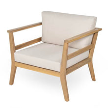 Merax 4 Piece Acacia Wood Patio Seating Set, Loveseat+2 Chairs+Coffee Table