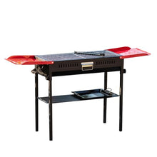 EKSMA Portable Charcoal Grills Storage Rack Foldable Extra Large Stainless Steel Kabob Grill for Outdoor Cooking Picnic Camping(Red,with Storage Board)