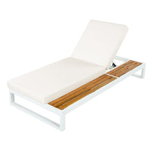 4 PCS Outdoor Acacia Wood Chaise Lounge with Cushions for Poolside, Lawn