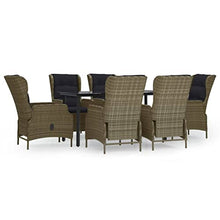 AJSEOYBS Outdoor Patio Set,Outdoor Garden Furniture,7 Piece Patio Dining Set Brown Poly Rattan,for Deck, Patio, Garden, Poolside, Backyard