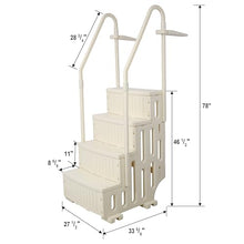 Heavy-Duty 4-Step Above-Ground Pool Ladder with Handrails & Anti-Slip Steps – 400lbs Capacity, for Flat-Bottom Pools (Up to 60" Deck), Durable Plastic,Sand-Fill System
