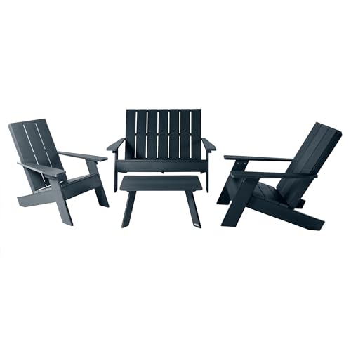 Highwood Italica Modern Adirondack 4pc Patio Set, Federal Blue