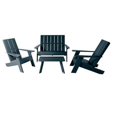 Highwood Italica Modern Adirondack 4pc Patio Set, Federal Blue