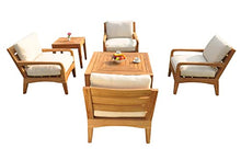 WholesaleTeak Noida 6 Pc Lounge Chair Set: 4 Lounge Chairs, Coffee Table & Side Table with Cushions in Outdoor Fabric #57003 Canvas White #12NO6