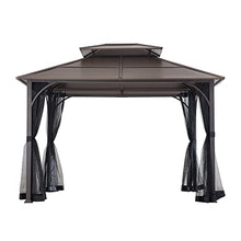 Sunjoy Hardtop Gazebo 10x12 ft Outdoor Heavy Duty Steel Frame Brown