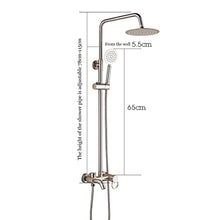GVBNOTT N/A Outdoor Shower Fixture, Triple Function Brushed Nickel System, Wall Mounted Sus304 Stainless Steel Faucet Set with Hand Spray, 8" Rain Head,B，A