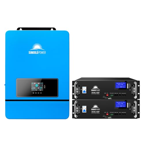 SUNGOLDPOWER 8KW 48V Kit:8000W DC 48V Pure Sine Wave Solar Inverter UL1741 with 2PCS 100A 48Vdc LiFePO4 Batteries 48V100P UL9540A (8KW Inverter+10.24KWH Batteries)
