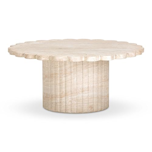 TOV Furniture Blossom Washed Travertine Finish Indoor/Outdoor Coffee Table