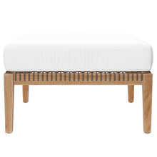 Modway Clearwater Outdoor Patio Teak Wood 4-Piece Sectional Sofa in Gray White