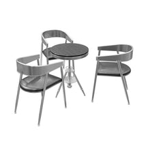 JOSOGO Retro Industrial Patio Conversation Set, Multi-Color Height-Adjustable Round Table, Sturdy Metal Frame Chairs for Small Balcony(A)
