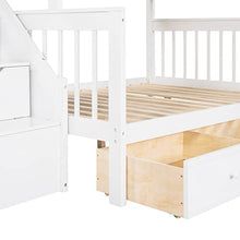 DRELOFT L-Shaped Twin Bunk Bed with Storage Drawers White