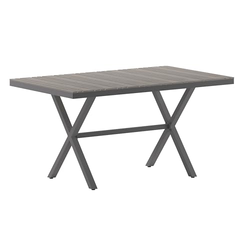 Flash Furniture Commercial Grade 59x35.5 in Metal Dining Table, Gray