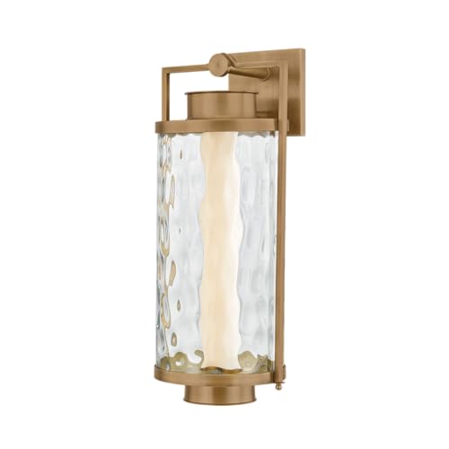 Troy Lighting Haddock 1-Light Wall Sconce | Modern Style | Patina Brass Finish | Glass Shade | Wet-Rated for Outdoor Use | 9.5" W x 22.5" H Profile | B4623-PBR