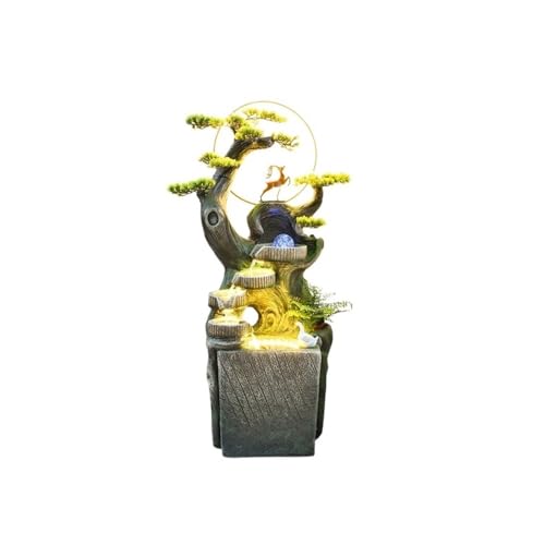 Outdoor Water Fountain Courtyard Flowing Water Ornaments, Circulating Fountain, Living Room High Mountain Humidifier Office Front Desk Decoration(Large)