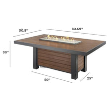 Outdoor GreatRoom Co Propane Fire Pit Dining Table - Kenwood Gas Fire Pits for Outside Patio - 80 Inch Composite Decking Large Dining Height Firepit Fire Table with Glass Tabletop Cover, 80,000 BTU