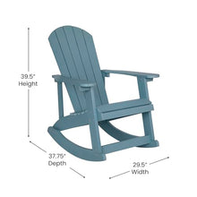 Taylor & Logan Savannah All-Weather Poly Resin Wood Adirondack Rocking Chair with Rust Resistant Stainless Steel Hardware in Sea Foam - Set of 2
