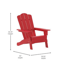 EMMA + OLIVER Tiverton Adirondack Chairs Set of 4 Weather Resistant Poly Resin Red