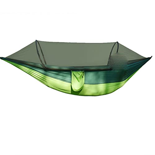 MaGiLL Net Hammock Outdoor Camping Anti-Rollover Nylon Hammock with Net Single Double Automatic Quick-Opening Pole (Color : Argento, Size : 290 * 140cm) (Black 290 * 140cm)