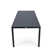 LeisureMod Chelsea Mid-Century Modern 63" and 87" Rectangular Outdoor Dining Table in Black Aluminum for Patio and Backyard Garden (87 Inch)