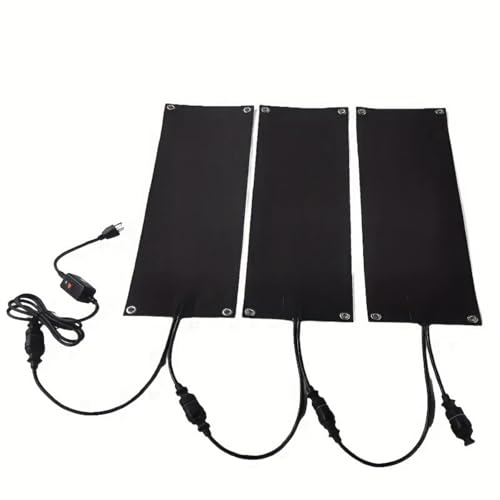 3 PCS Heated Snow Melting Mats, Winter Ice Heated Mat, Snow and Ice Melting Pads, No-Slip Outdoor Mats, Roof and Valley Heater for Winter Snow Removal (Black)(10 * 48in)