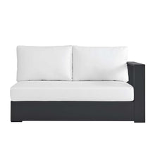 Modway Tahoe Aluminum Modular Right-Facing Outdoor Patio Loveseat in Gray White with Weather-Resistant Cushions, Couch for Garden Backyard, Poolside