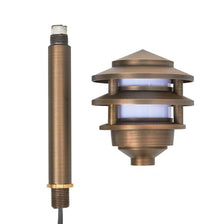 VOLT 12V 3-Tier Brass Pagoda 2700K LED Path Light 6-Pack Kit (Bronze)