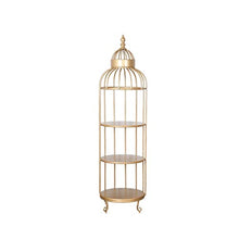 MENGKK Plant Stands Living Room Bird Cage Plant Shelf Simple Balcony Floor Flower Stands Dormitory Multi-Layer Bookcase Bedroom Storage Racks(Gold S)