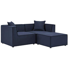 Modway Saybrook Patio Upholstered Loveseat and Ottoman Set Navy