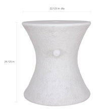 MPG Planters Oyster White Stone Round Plaster Outdoor Bistro/Umbrella Table