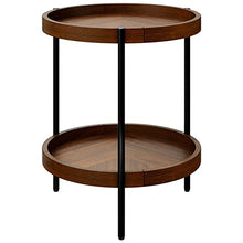 NRFJFOP 2-Tier Round Side End Table Storage Shelf Rubber Wood Accent Nightstand Walnut