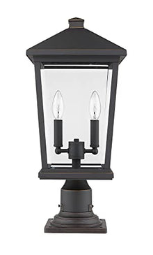 Z-Lite 568PHBR-533PM-BK 2 Light Outdoor Pier Mounted Fixture, Black