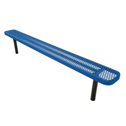 COATEDOUTDOORFURNITURE Bench, Textured Light Blue, Expanded, 8Ft, No Back